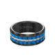 9MM Tungsten Carbide Ring - Basketweave Center & Bevel Edge