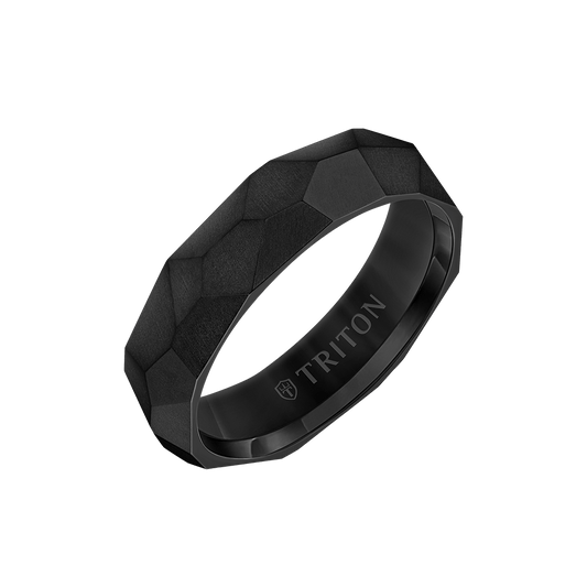 6MM Titanium Ring with Faceted Brushed Finish