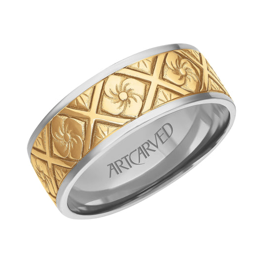 7.5MM Carved Wedding Band