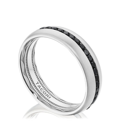 Channel Set Black Diamond in Satin Finish Wedding Band