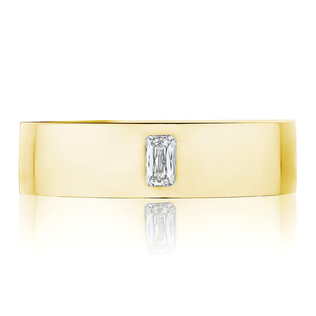 Bezel Set Diamond Wedding Band in High Polish Finish
