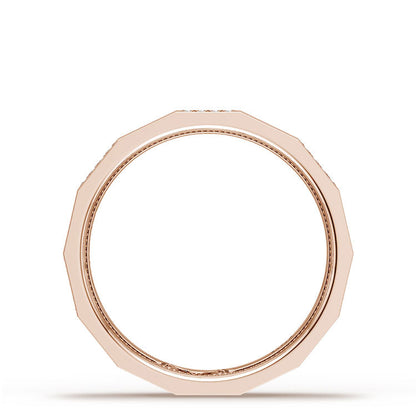 Diamond Faceted - Partial Coverage Wedding Band in Satin Finish  - 4mm