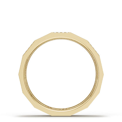 Diamond Faceted - Partial Coverage Wedding Band in High Polish  - 4mm