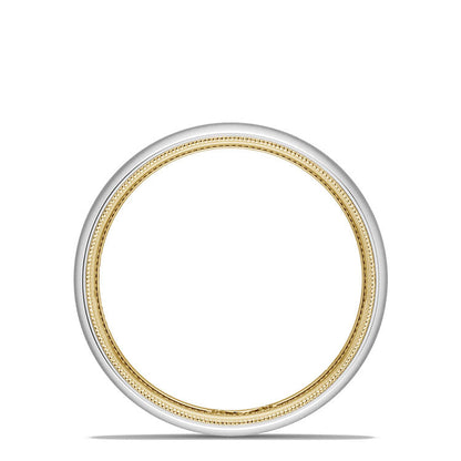 Classic Two-Tone Rounded Wedding Band in Satin Finish