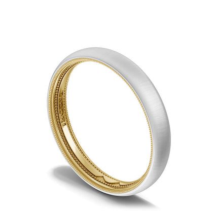Classic Two-Tone Rounded Wedding Band in Satin Finish