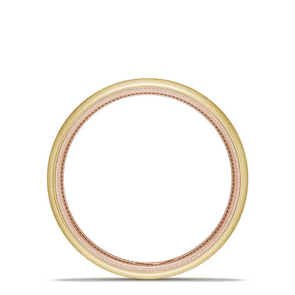 Classic Two-Tone Rounded Wedding Band in Brushed Finish