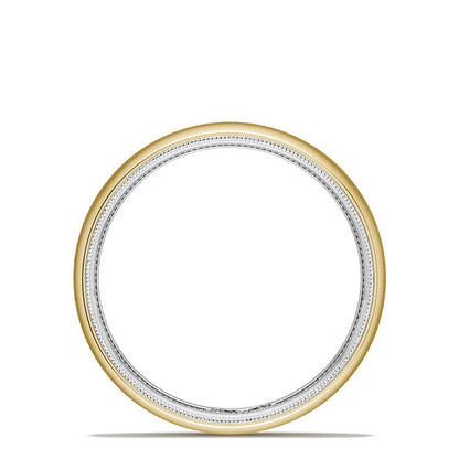 Classic Two-Tone Rounded Wedding Band in Satin Finish