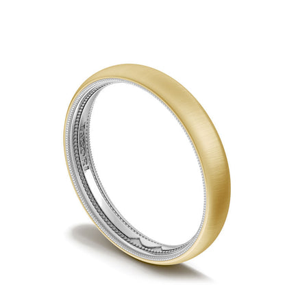 Classic Two-Tone Rounded Wedding Band in Satin Finish