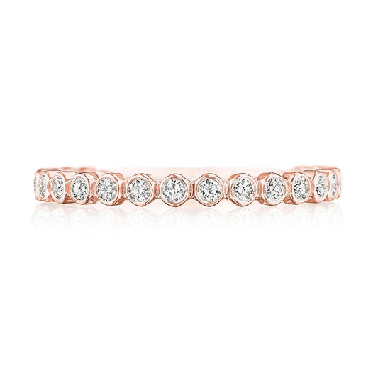 Round Bezel Droplet Wedding Band with Diamond