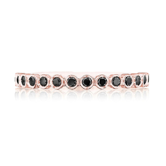 Round Bezel Droplet Wedding Band with Black Diamond