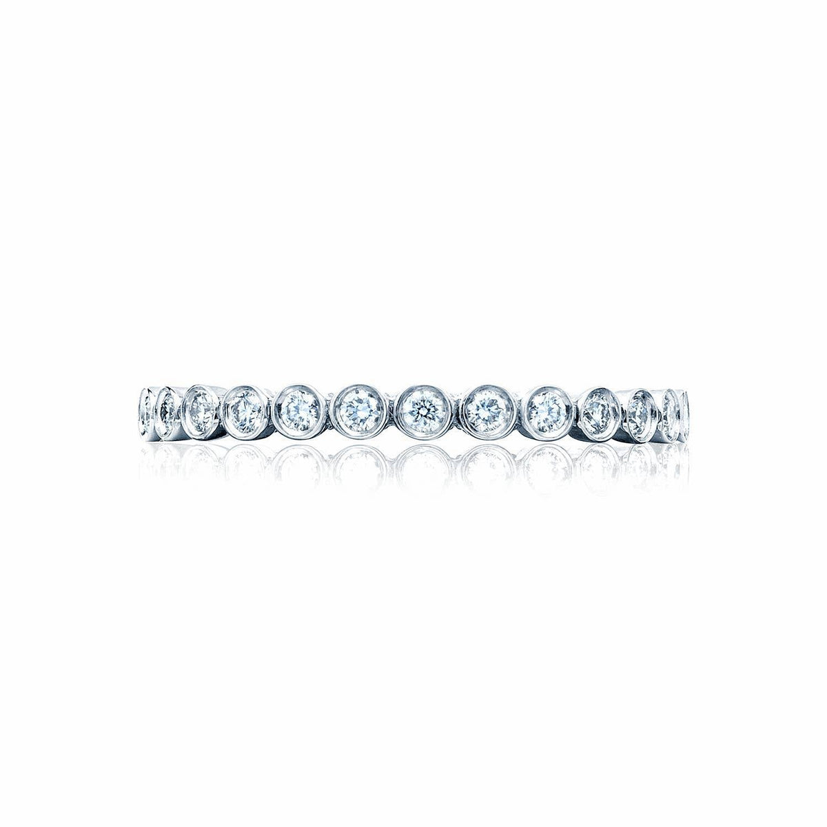Round Bezel Droplet Wedding Band with Diamond