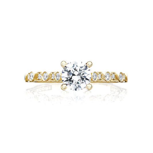 Tacori 18k Yellow Gold Sculpted Crescent Round Diamond Engagement Ring Setting (0.18 CTW)
