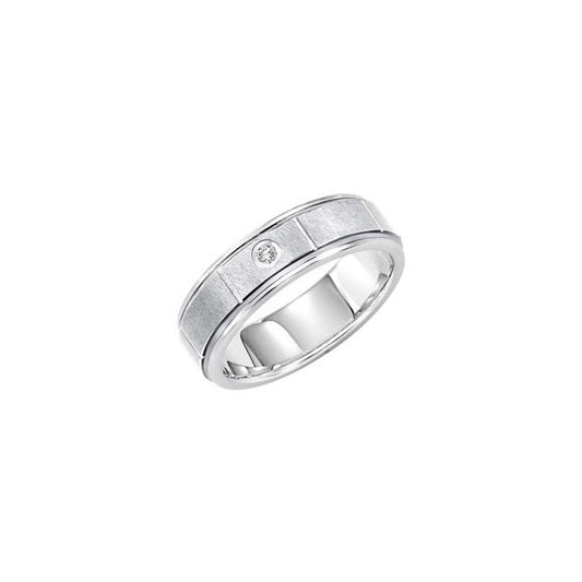 Triton 6.5mm White Tungsten Carbide Flat With Rims Diamond Comfort Fit Band 21-2212