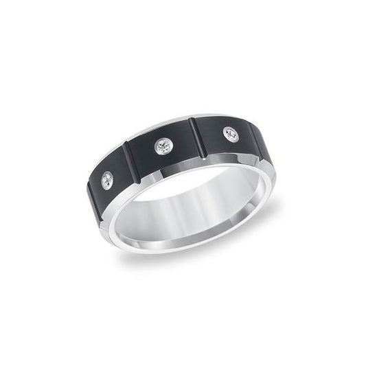 Triton Black And White Tungsten Carbide Men'S Band 22-4336