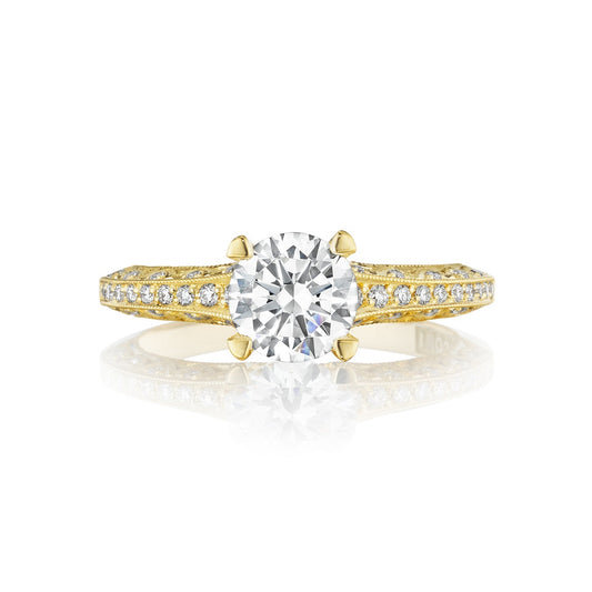Tacori 18k Yellow Gold Classic Crescent Round Diamond Engagement Ring Setting (0.22 CTW)