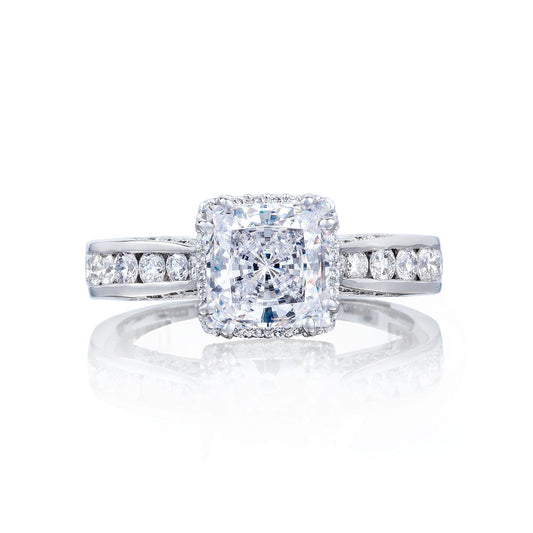 Tacori 18k White Goldd Dantela Princess Diamond Engagement Ring Setting (0.6 CTW)