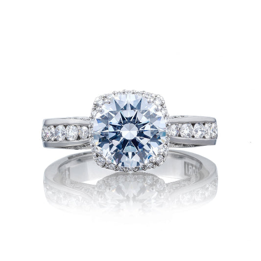 Tacori 18k White Gold Dantela Round Diamond Engagement Ring Setting (0.61 CTW)