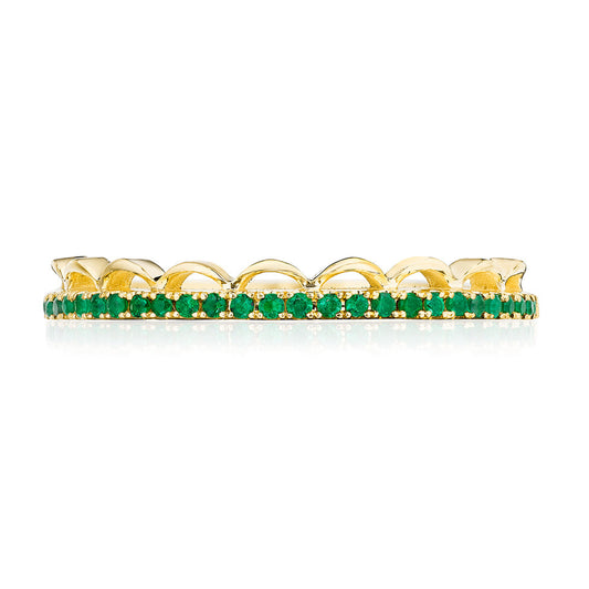 Crescent Crown Ring with Emerald