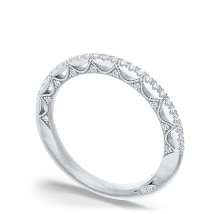 French Pav������ Diamond Wedding Band