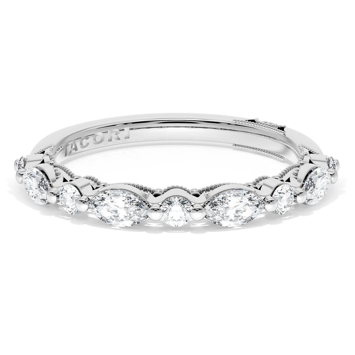 Marquise and Round Diamond Wedding Band, 2.80mm