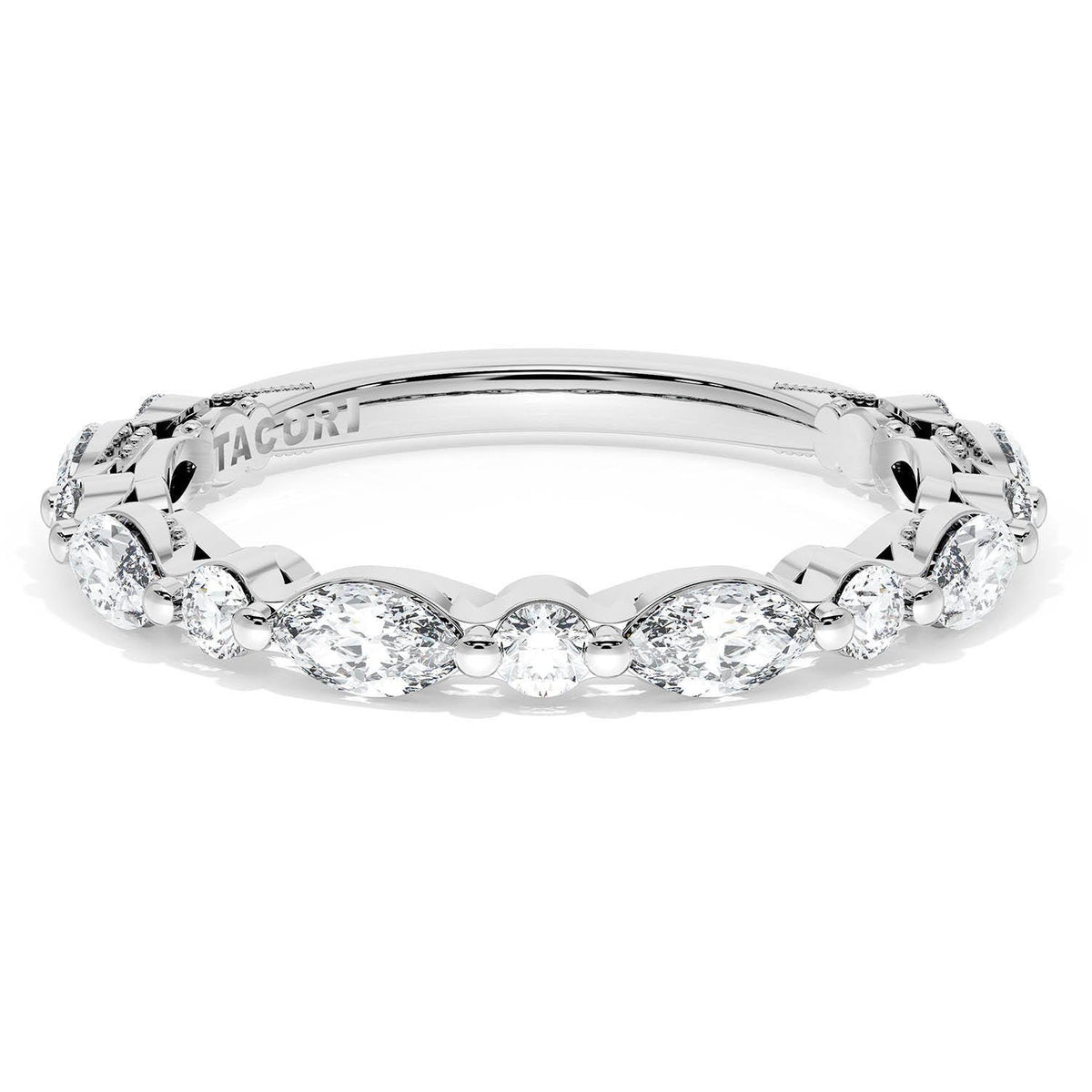 Marquise and Round Diamond Wedding Band, 2.80mm