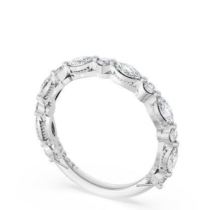 Marquise and Round Diamond Wedding Band, 2.80mm