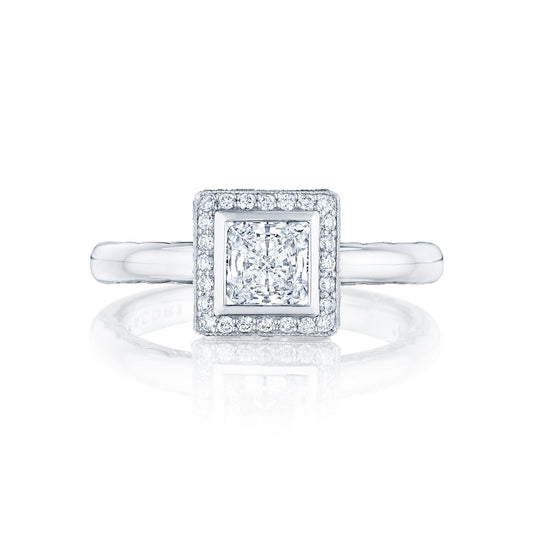 Tacori 18k White Gold Starlit Princess Diamond Engagement Ring Setting (0.15 CTW)