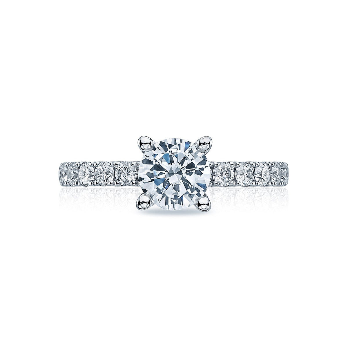 Tacori 18k White Gold Clean Crescent Round Diamond Engagement Ring Setting (0.6 CTW)