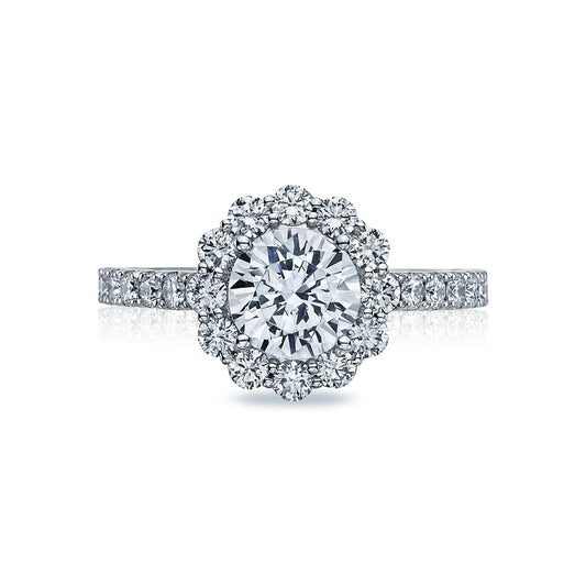 Tacori 18k White Gold Full Bloom Round Diamond Engagement Ring Setting (0.99 CTW)