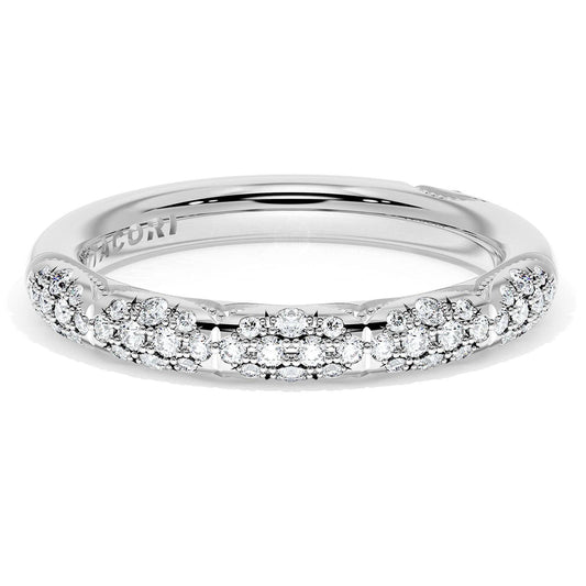 French Pav������ Diamond Wedding Band, 3mm