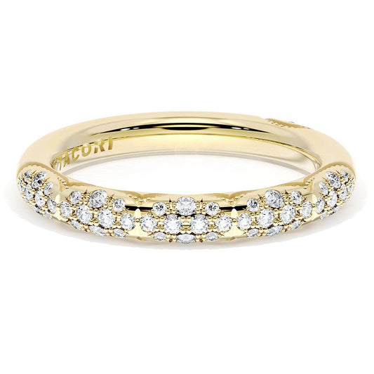 French Pav������ Diamond Wedding Band, 3mm