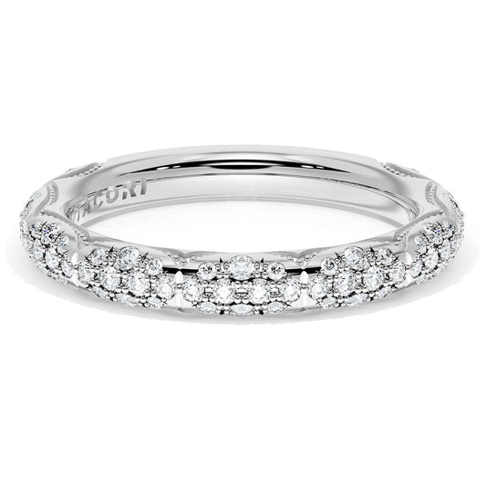 French Pav������ Diamond Wedding Band, 3mm