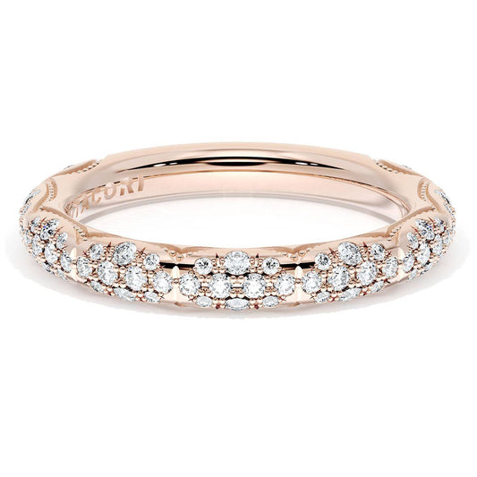 French Pav������ Diamond Wedding Band, 3mm