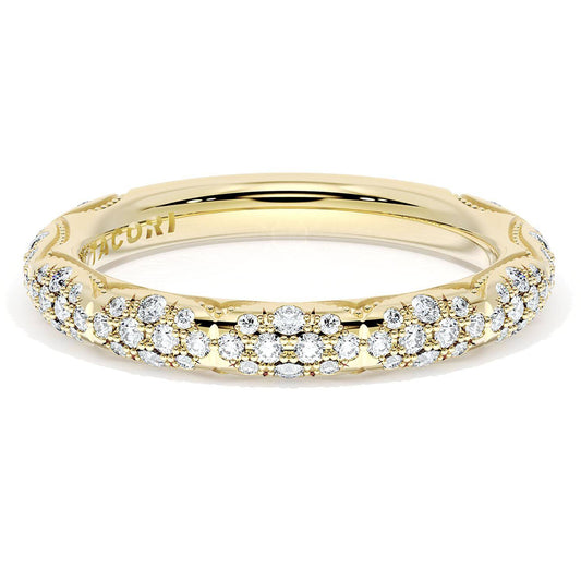 French Pav������ Diamond Wedding Band, 3mm