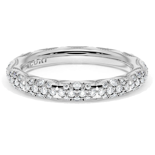 French Pav������ Diamond Wedding Band, 3mm