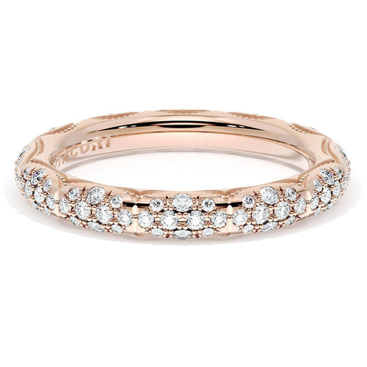 French Pav������ Diamond Wedding Band, 3mm