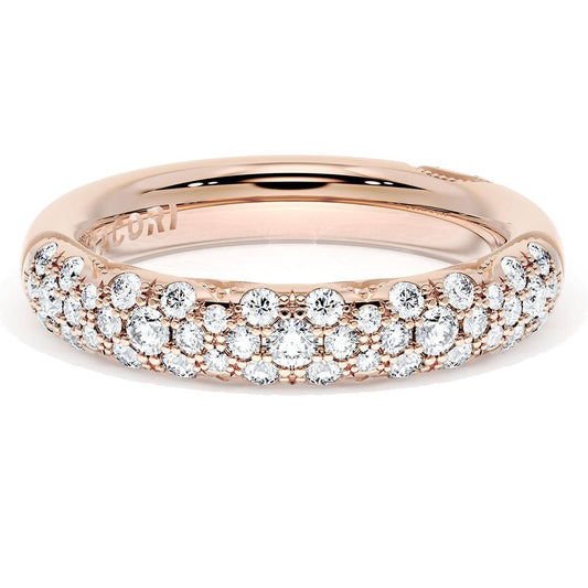 French Pav������ Diamond Wedding Band, 4mm