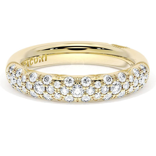 French Pav������ Diamond Wedding Band, 4mm