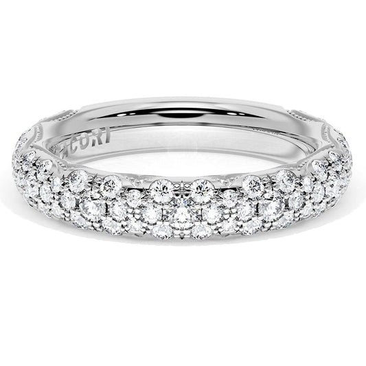 French Pav������ Diamond Wedding Band, 4mm