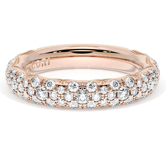 French Pav������ Diamond Wedding Band, 4mm