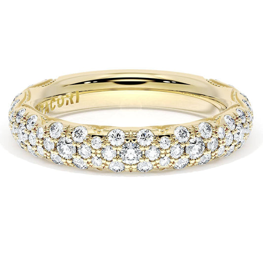 French Pav������ Diamond Wedding Band, 4mm