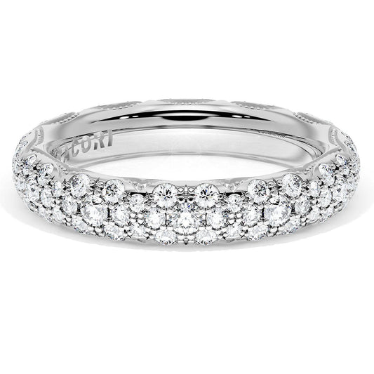 French Pav������ Diamond Wedding Band, 4mm