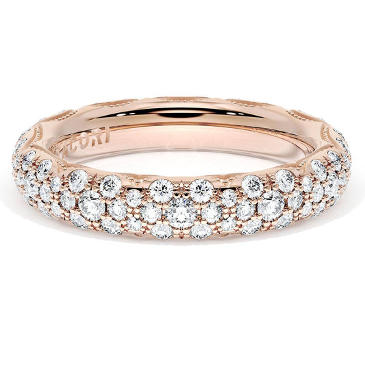 French Pav������ Diamond Wedding Band, 4mm