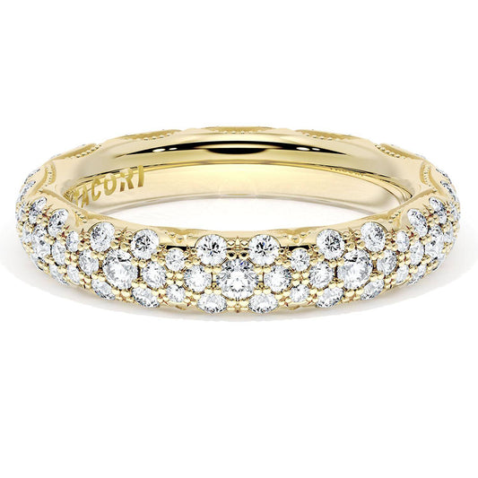 French Pav������ Diamond Wedding Band, 4mm