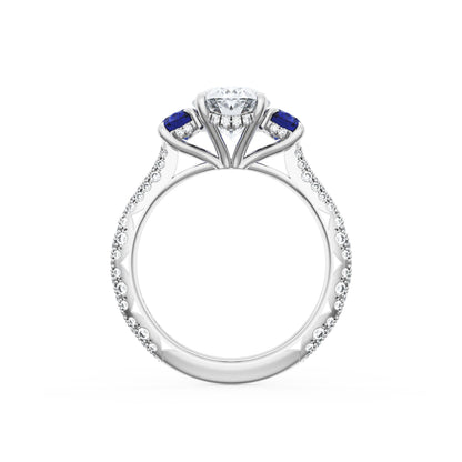 Oval 3-Stone Engagement Ring in Blue Sapphire