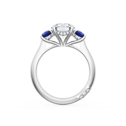 Round 3-Stone Engagement Ring in Blue Sapphire
