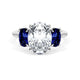 Oval 3-Stone Engagement Ring in Blue Sapphire