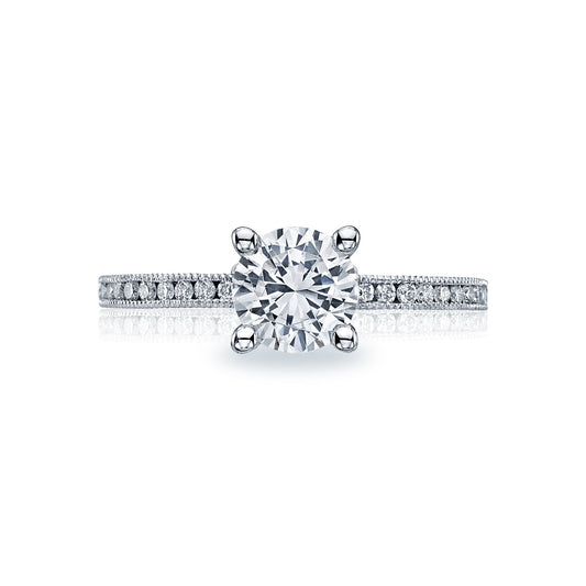 Tacori 18k White Gold Sculpted Crescent Round Diamond Engagement Ring Setting (0.19 CTW)