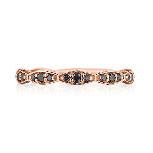 Marquise Design Wedding Band with Black Diamond