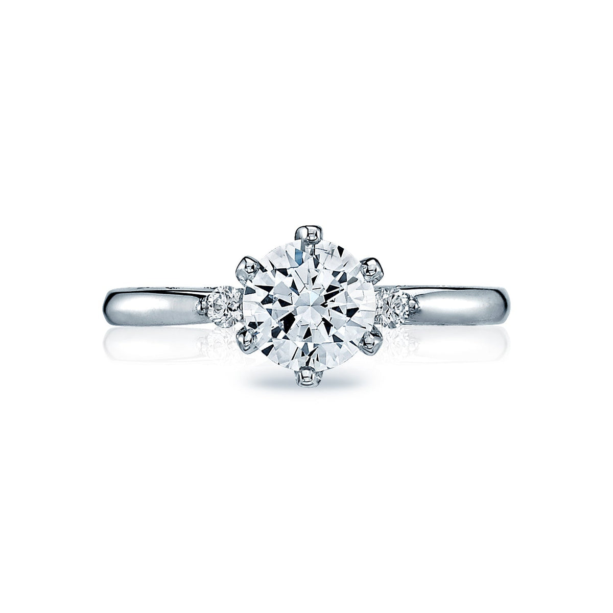 Tacori 18k White Gold Sculpted Crescent Round Diamond Engagement Ring Setting (0.07 CTW)